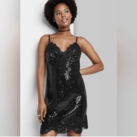 wild fable Dresses & Skirts - WILD FABLE Sequin Slip dress BLACK color spaghetti straps Size M
